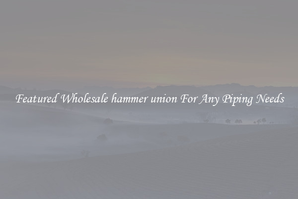 Featured Wholesale hammer union For Any Piping Needs