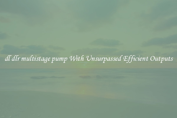 dl dlr multistage pump With Unsurpassed Efficient Outputs